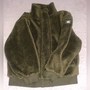 ALO YOGA Varsity Sherpa Jacket - Olive Green Size M